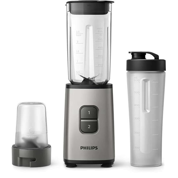 Philips Mini Blender | HR2604/80 Daily Collection | Tabletop | 350 W | Jar material Plastic/Glass | Jar capacity 0.6+0.6 L | Ice crushing | Pearl meta