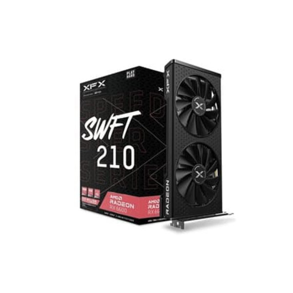 XFX SPEEDSTER SWFT 210 RADEON RX 6600 CORE Gaming Graphics Card with 8GB GDDR6 HDMI 3xDP RDNA 2 Svart