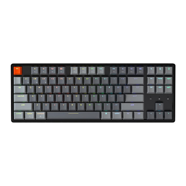 Mechanical Keyboard Keychron K8 Aluminum TKL Gateron Blue Switch RGB LED Gateron Blue Switch ABS Sort, Grå, Orange