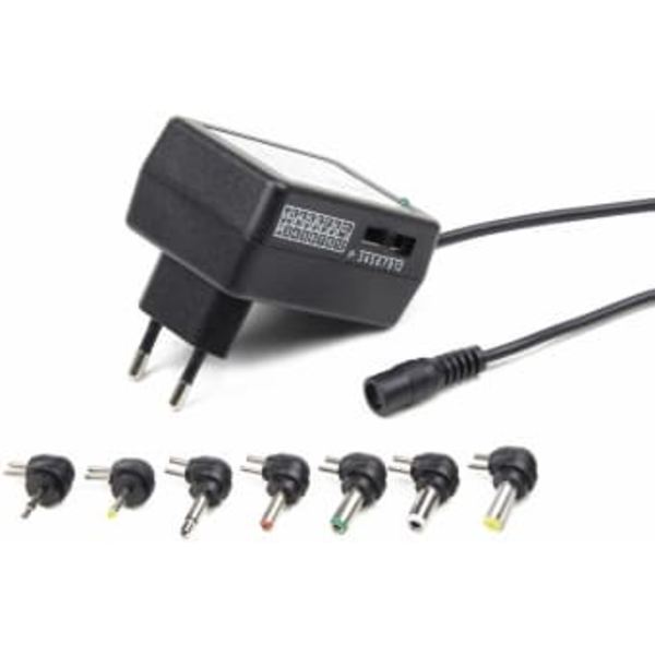EnerGenie EG-MC-008 Universal AC-DC adapter, 12 W, Black Svart