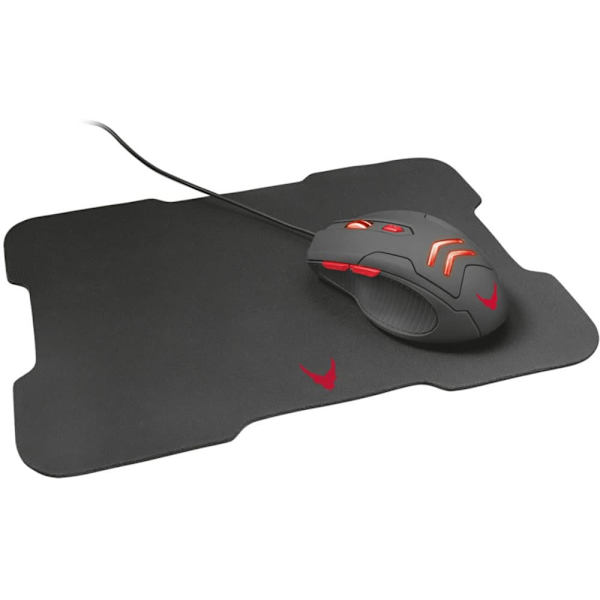 Omega mouse Varr Gaming + mousepad Svart, Röd