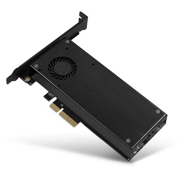 AXAGON PCEM2-DC PCI-E 3.0 4x - DUAL M.2 SSD (NVMe + SATA), dual voltage, up to 110mm SSD, fan + heatsink Sort