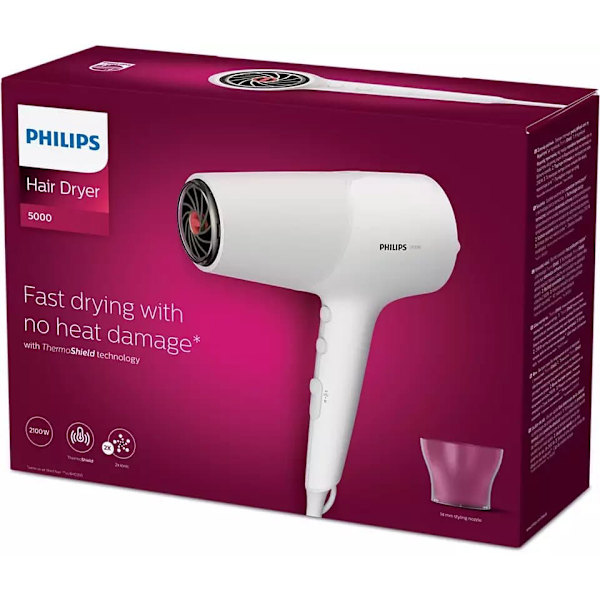 Philips | Hair Dryer | BHD500/00 | 2100 W | Number of temperature settings 3 | Ionic function | White