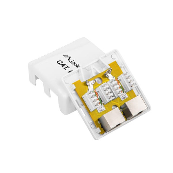 Gniazdo natynkowe 2x RJ45 Kat.6 białe ekranowane