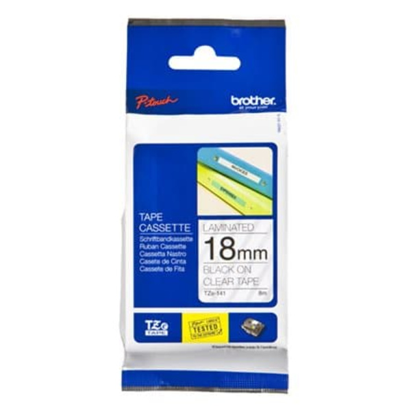 BROTHER P-Touch TZE-141 black on clear 18mm
