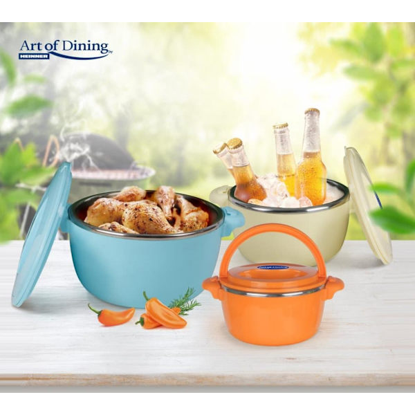 SET 3 CASEROLE TERMICE 2+4+6L,BELLY BLUE