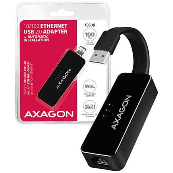 AXAGON ADE-XR Type-A USB2.0 - Fast Ethernet 10/100 Adapter Svart