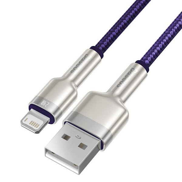 CABLU alimentare si date Baseus Cafule Metal, Fast Charging Data Cable pt. smartphone, USB la Lightning Iphone 2.4A, braided, 1m, violet "CALJK-A05" (