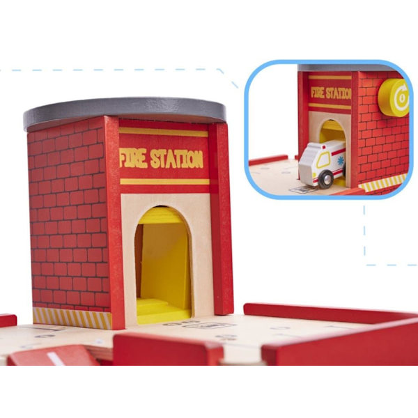 Lulilo Children's Wooden Parking Fire Station