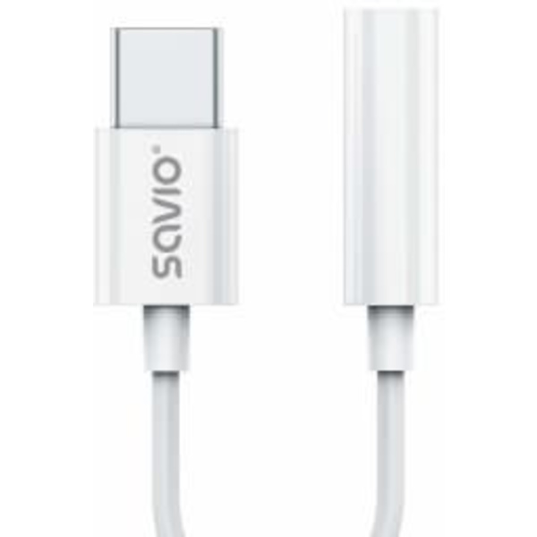 USB Type 3.1 C (M) – Jack 3.5mm (F) Audio adapter White SAVIO AK-51