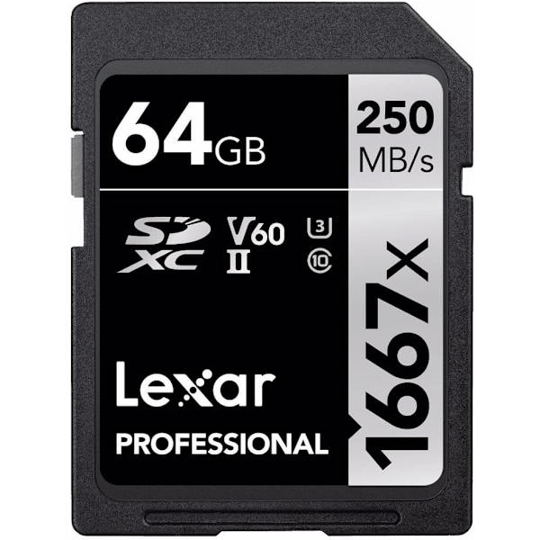 Lexar memory card SDXC 64GB Professional 1667x U3 V60 250MB/s
