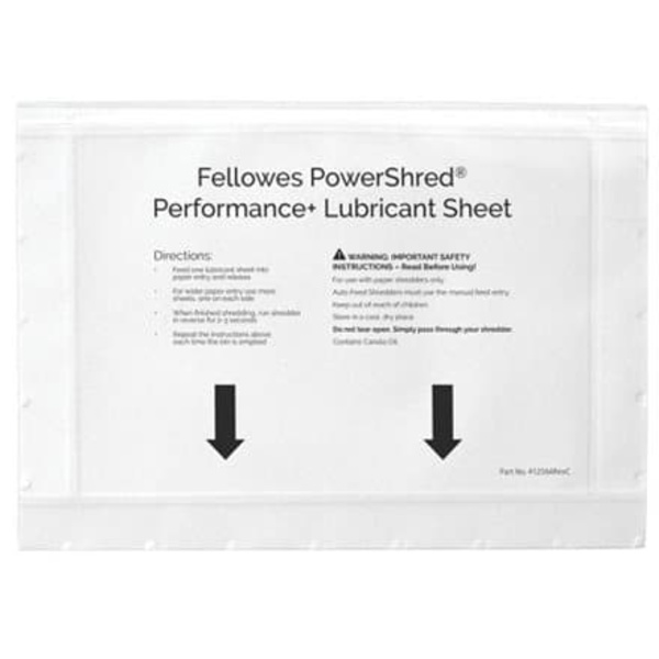 Fellowes | Shredder oil sheets 10 pcs | 4025601 | Easy to use no spills and no mess; Improves your shredders performance by keeping the cutters lubric