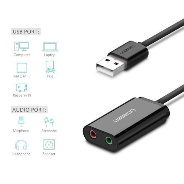 UGreen USB 2.0 External Sound Adapter Black
