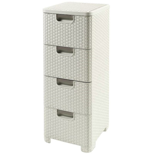 CURVER BOOKCASE WITH 4 DRAWERS 4x14L /CREAM