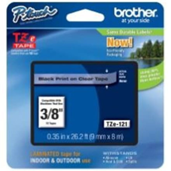 BROTHER P-Touch TZE-121 black on clear 9mm