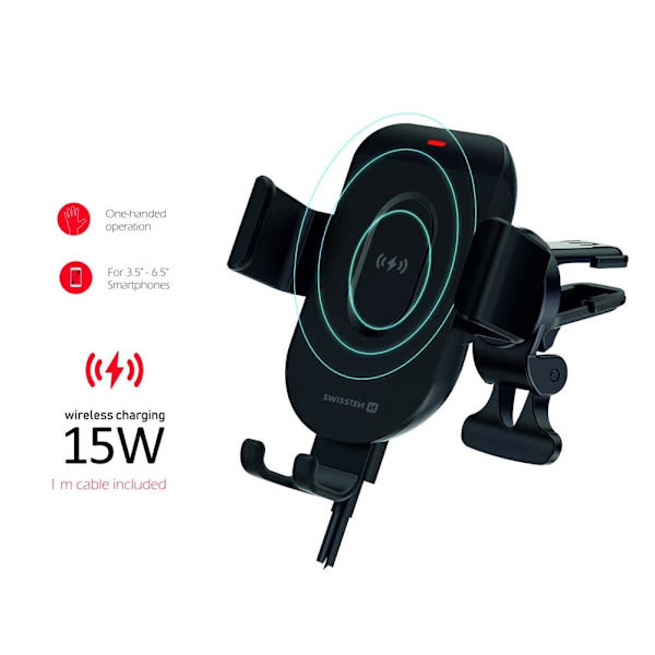 Swissten GW1-AV5 Air Vent Car Holder With 15W  Wireless Charging + Micro USB Cable 1m
