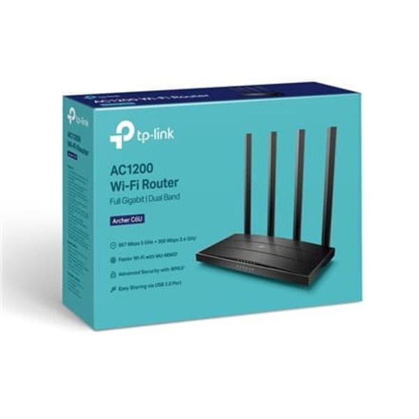 TP-Link Archer C6U wireless router Gigabit Ethernet Dual-band (2.4 GHz / 5 GHz) Black Sort