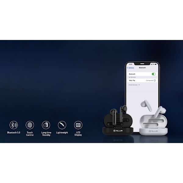 Casti Bluetooth Tellur Flip TWS, negru