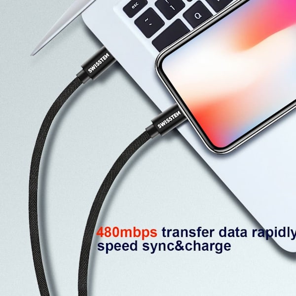 Swissten Datový Kabel Textile USB-C / Lightning 1,2 M Stříbrný
