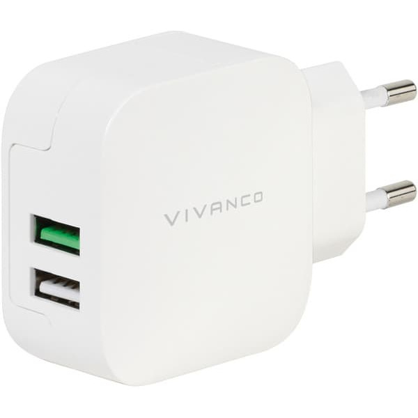 Vivanco charger USB 2,4A/1A, white (37563) Vit