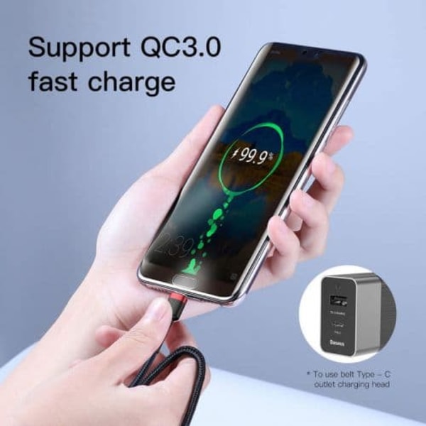 Baseus Type-C - Type-C cable Cafule PD2.0 60W Flash charging (20V 3A) 1m Black/Gray (CATKLF-H91)