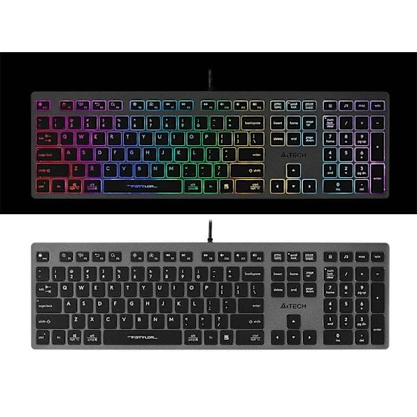 A4Tech FSTYLER FX60H (Neon Backlit) keyboard USB QWERTY Black, Grey