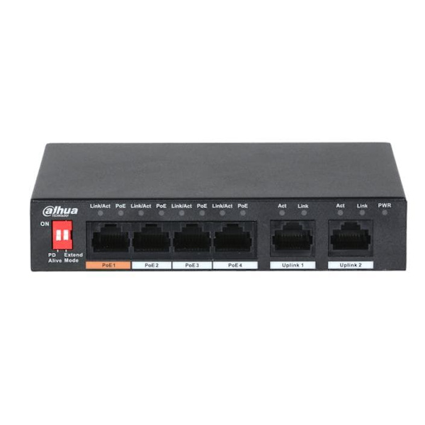 Dahua Technology PFS3006-4ET-60 Unmanaged L2 Fast Ethernet (10/100) Power over Ethernet (PoE) Black musta