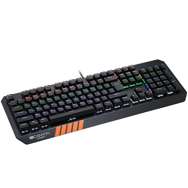 CANYON Hazard GK-6, Wired multimedia gaming keyboard with lighting effect, 108pcs rainbow LED, Numbers 104keys, RU+EN double injection layout, cable l