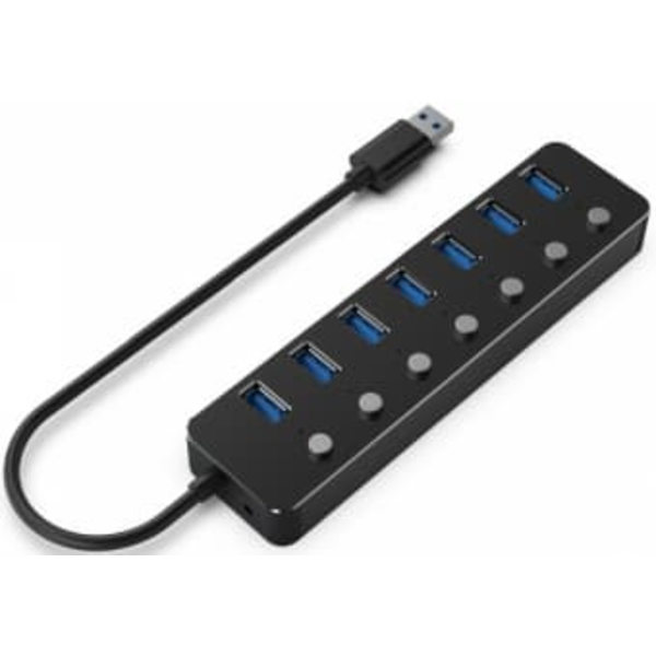 Gembird UHB-U3P7P-01  7-port USB 3.1 (Gen 1) hub with switches, black