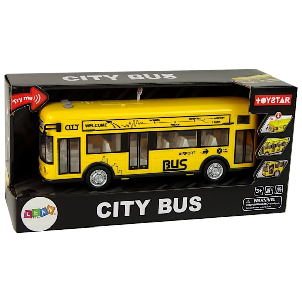 Yellow City Bus With Friction Drive 1:18
