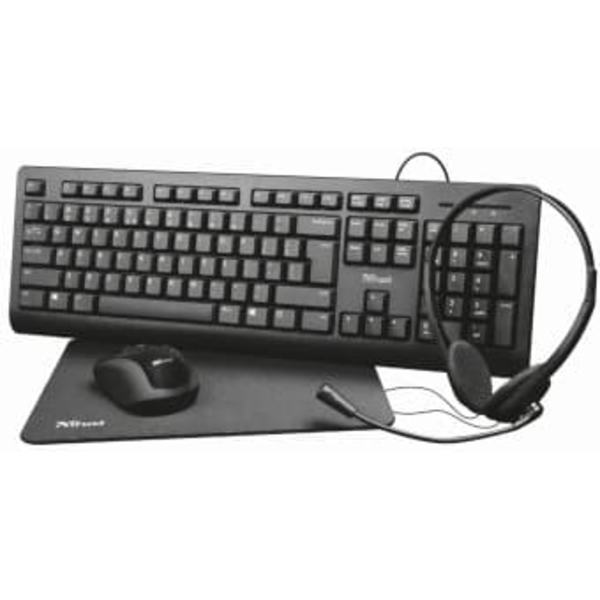 Klaviatūra Trust Primo 4-in-1 Home Office Set Black Sort