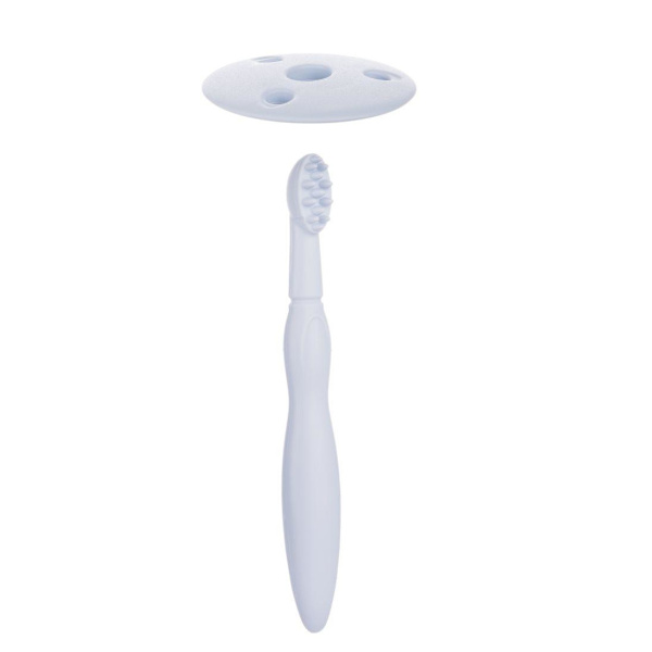 CANPOL BABIES silicone toothbrush with teether and shield for gums and first teeth, 51/500_blu