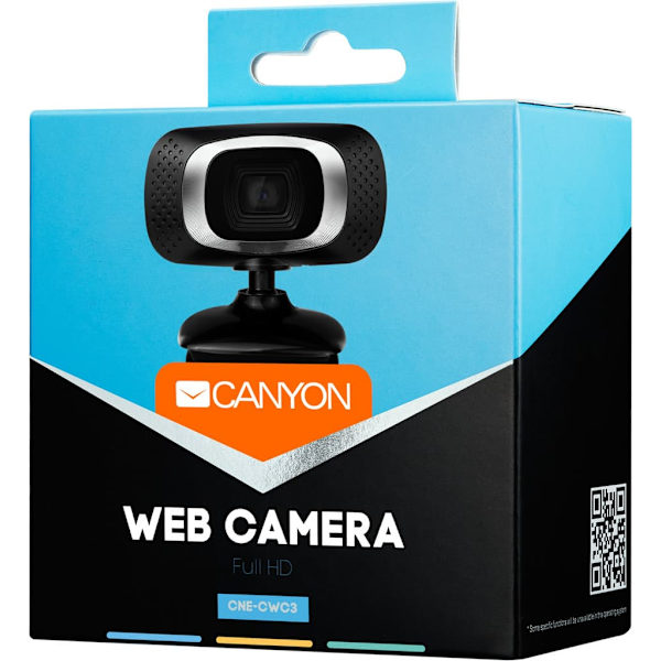 CANYON webcam C3 HD 720p Black Sort, Sølv
