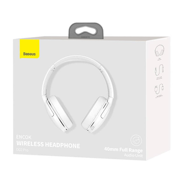 CASTI Baseus Encok D02 PRO, utilizare multimedia, smartphone, over the ear, pliabile, microfon pe casca, conectare prin Bluetooth 5.0, alb "NGTD010302