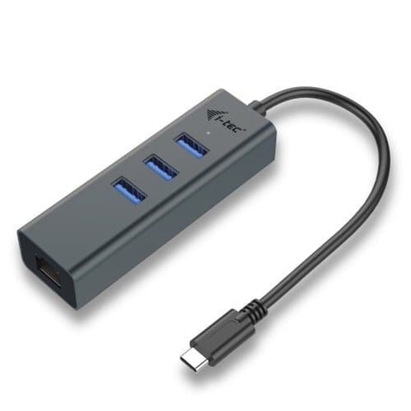 USB-C Metal 3-portowy HUB z adapterem Gigabit Ethernet