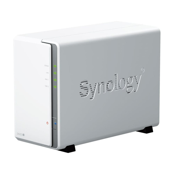 Synology | Tower NAS | DS223j | up to 2 HDD/SSD | Realtek | RTD1619B | Processor frequency 1.7 GHz | 1 GB | DDR4 Hvid
