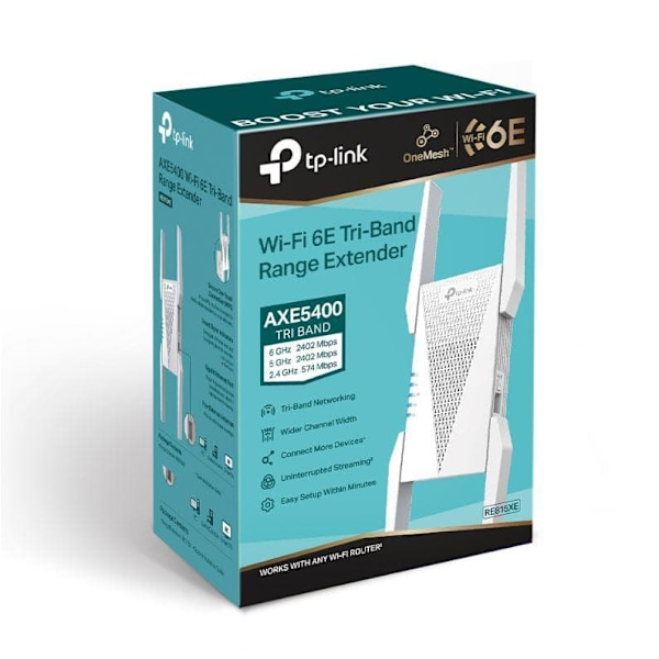 Wi-Fi range extender 6 TP-Link RE815XE tri-band (2.4 GHz / 5 GHz / 6 GHz) external Hvid
