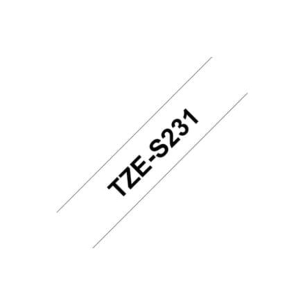 BROTHER P-Touch TZE-S231 black on white 12mm extra gluey