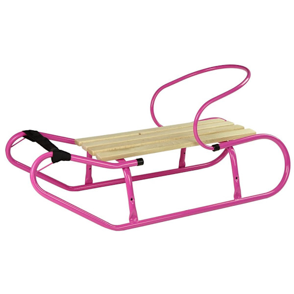 Metal Sled with Backrest Strap Pink