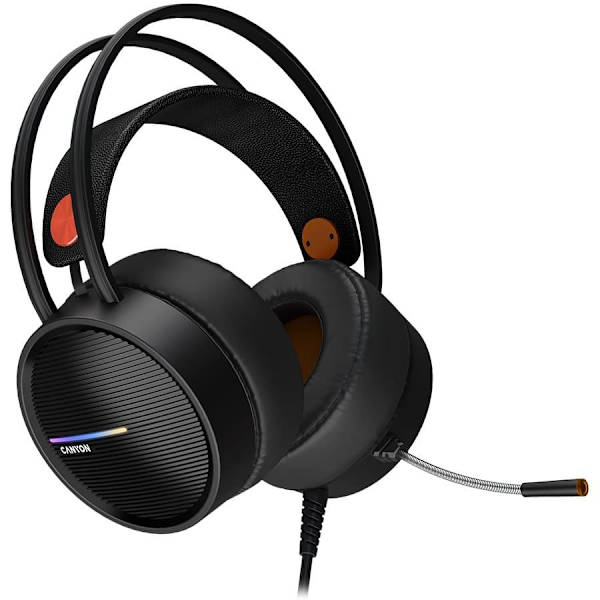 CANYON INTERCEPTOR GH-8A, Gaming headset 3.5mm jack plus USB connector for LED backlight, adjustable microphone and volume control, with 2in1 3.5mm ad