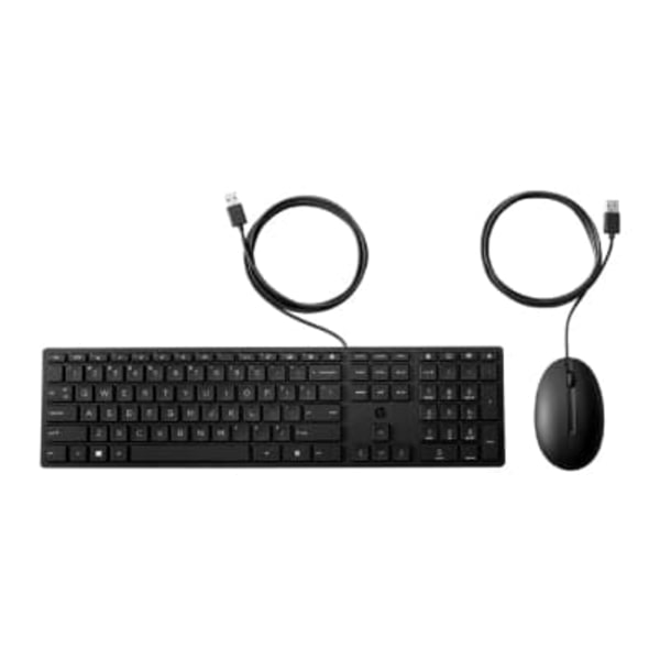 HP 320MK USB Wired Mouse Keyboard Combo - Black - US/RUS Svart