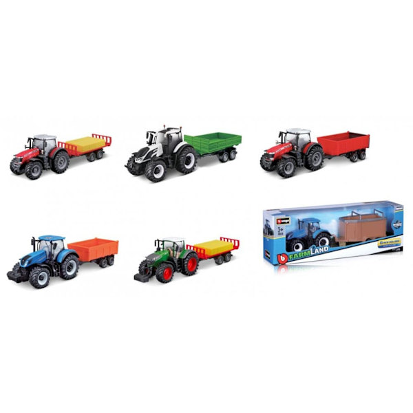 BBURAGO tractor with trailer, 10 cm, assort., 18-31920