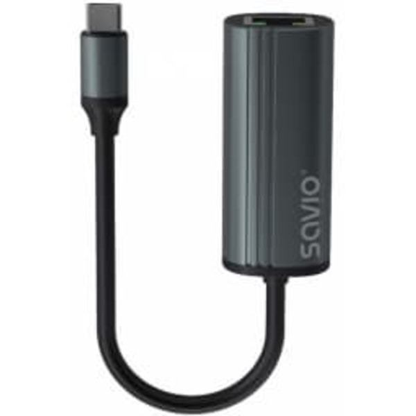 SAVIO Adapter USB-C 3.1 Gen.1 (M) to RJ-45 Gigabit Ethernet (F), 1000 Mbps, AK-56, grey