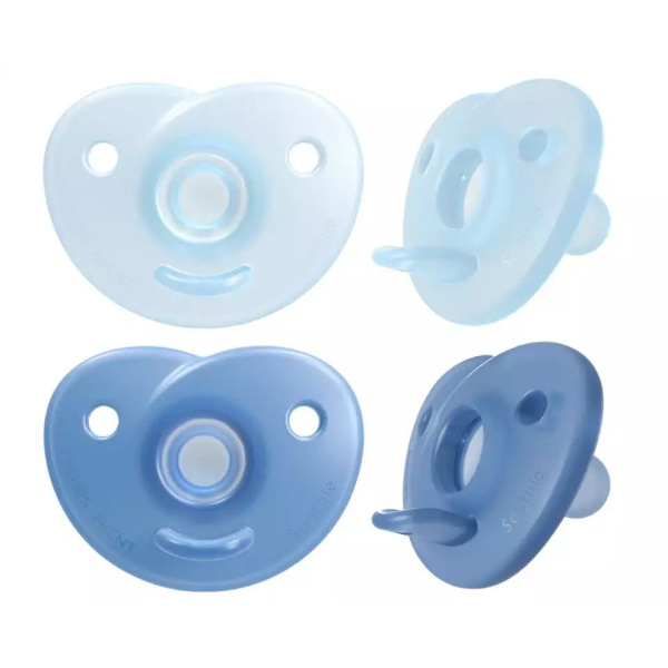 Philips Avent Soothie silikona māneklītis ar silikona vairogu, 0-6M, 2 gab., zēniem