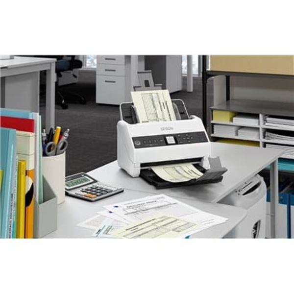 Scanner Portabil  EPSON DS-730N, A4, Viteza de scanare duplex: 40ppm/80ipm, Optiuni: , Conectivitate:USB, Scanare ambele fete:Da, ADF:100coli(Timbru Sort, Grå