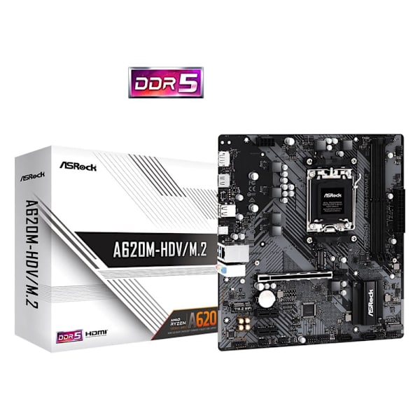 ASRock Motherboard A620M-HDV/M.2 - Micro ATX - Socket AM5 - AMD A620