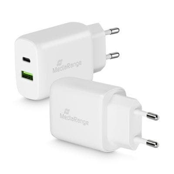 POWER ADAPTER USB/USB-C 25W/FAST MRMA112 MEDIARANGE Vit