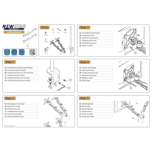 Neomounts FPMA-D935D4 Monitor arm 10-27"