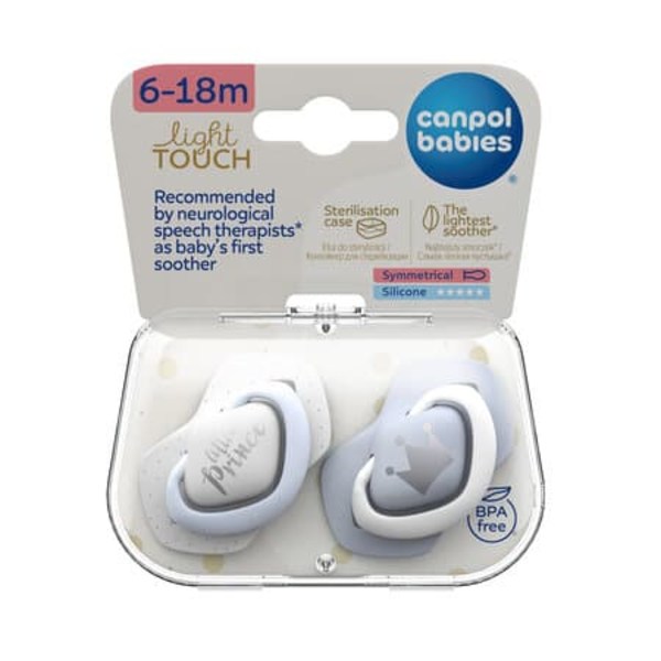 CANPOL BABIES silicone symmetrical soothers ROYAL BABY, 6-18m, 2 pcs, 22/651_blu