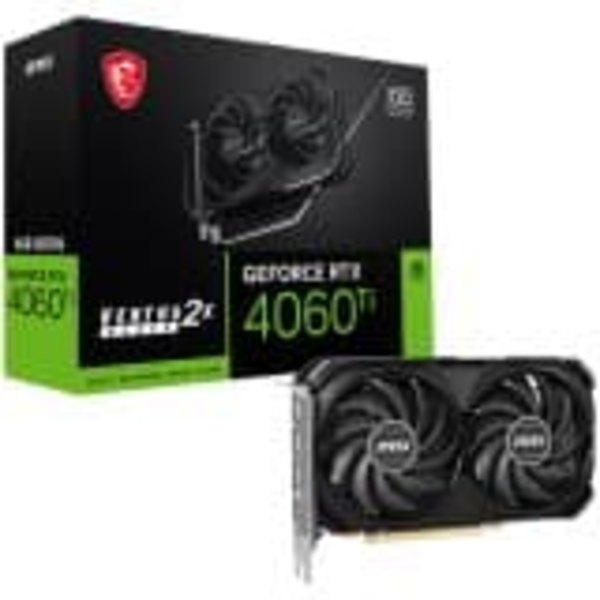 MSI GeForce RTX 4060 Ti VENTUS 2X BLACK 8G OC NVIDIA 8 GB GDDR6 DLSS 3 Sort